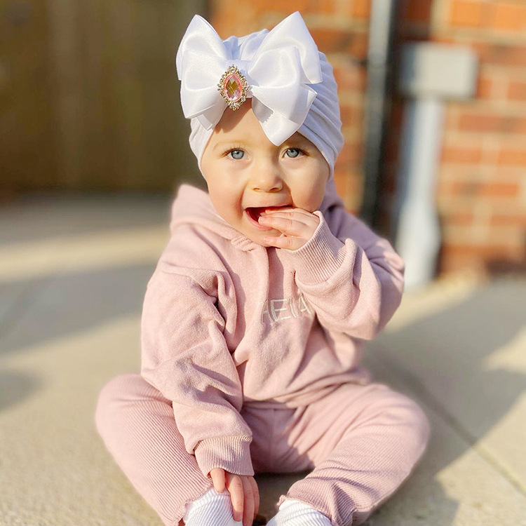 17g Weight Wedding Occasion Bow Knot Pattern Unisex Gender Fashion Style Grey, White, Pink, Purple, Red, Blue, Yellow, Black Color One Size Size Wholesale Children's Solid Color Big Bow Rhinestone Hedging Hat Nihaojewelry 5