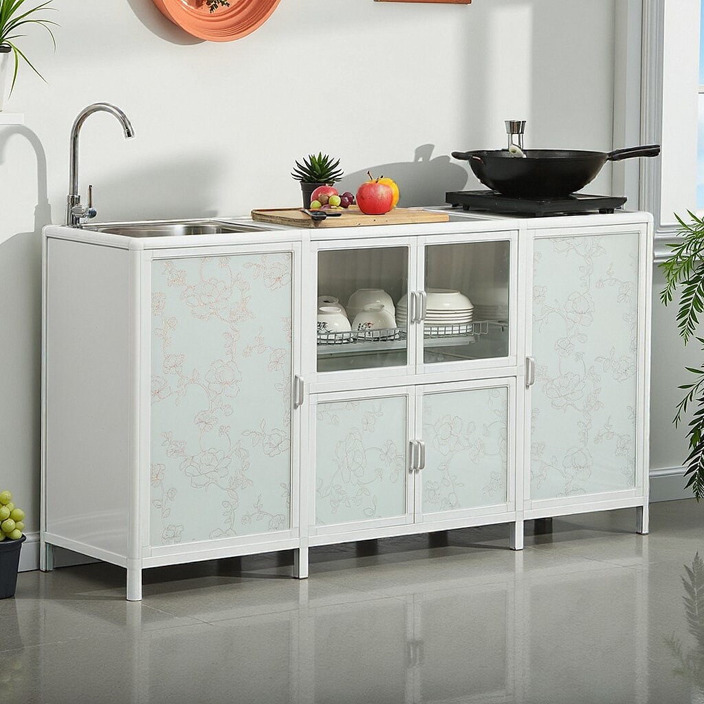 Gabinete simple Gabinete de cocina Gabinete de cocina para alquiler Gabinete de almacenamiento Gabinete de cocina doméstico Gabinete de acero inoxidable