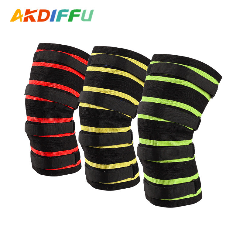 Levantamiento de pesas rótula de nylon color rayado vendaje sinuoso cuclillas rótula de compresión ajustable fabricante de rótula lote