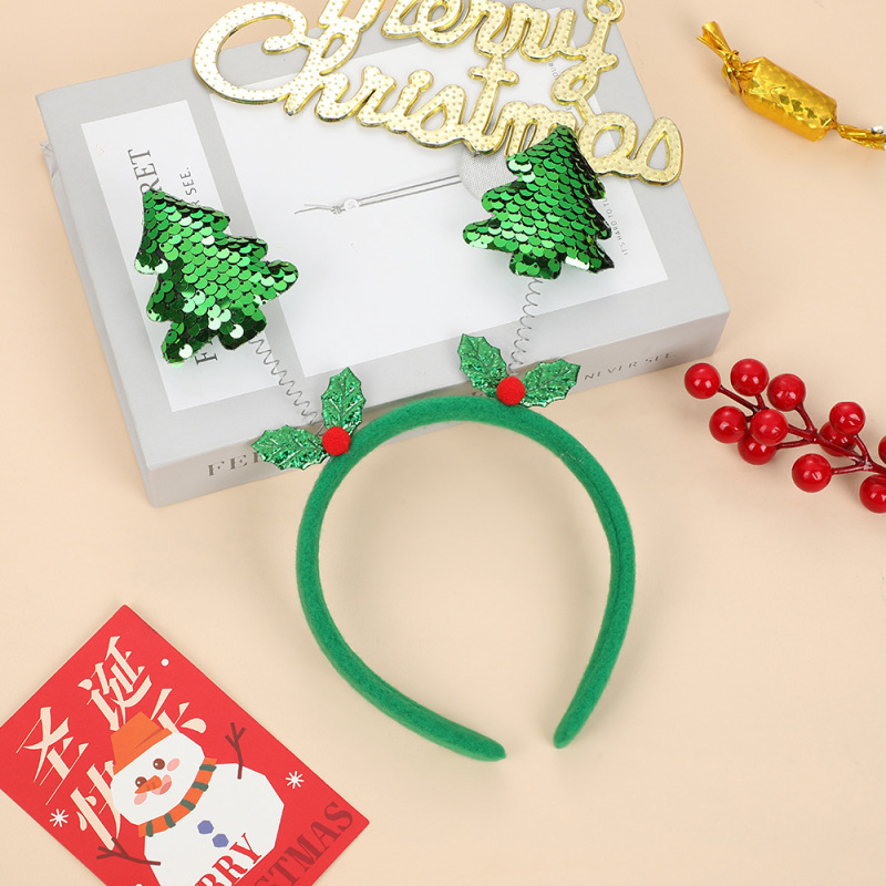 クリスマスの装飾のカチューシャの子供のプレゼントはスパンコールのクリスマスのプレゼントの木のカチューシャの子供の大人の髪飾りがあります。|undefined