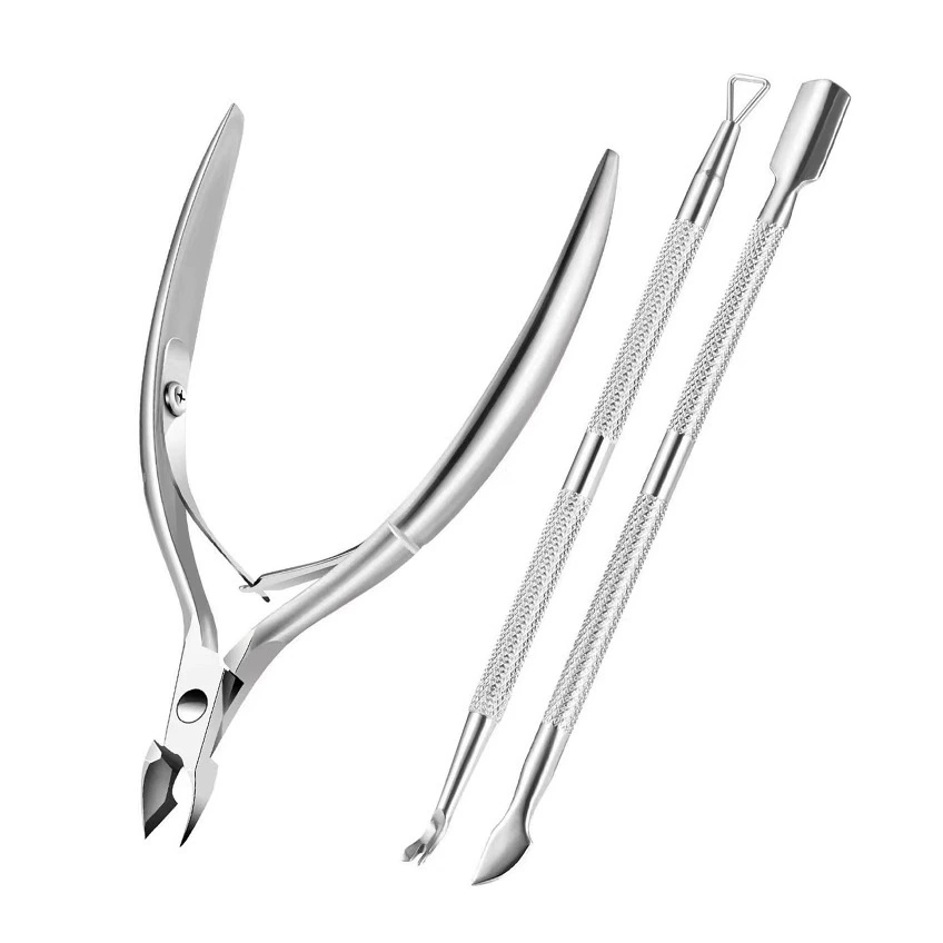 Кусачки для кутикулы из нержавеющей стали, средство для удаления кутикулы, набор для маникюра, инструменты для маникюра, стальной толкатель