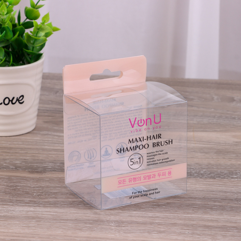 带挂钩pvc洗头刷塑料盒透明pet按摩梳包装盒印刷折叠pp胶盒印logo