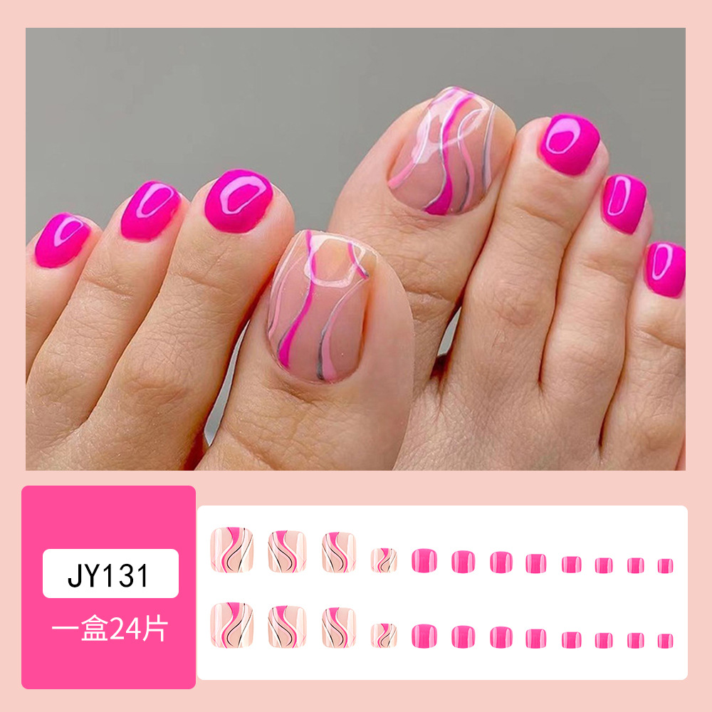 Rosé línea de uñas parche de uñas de pie de chica caliente desmontable pie de manicura al por mayor venta cruzada de uñas de pie calientes