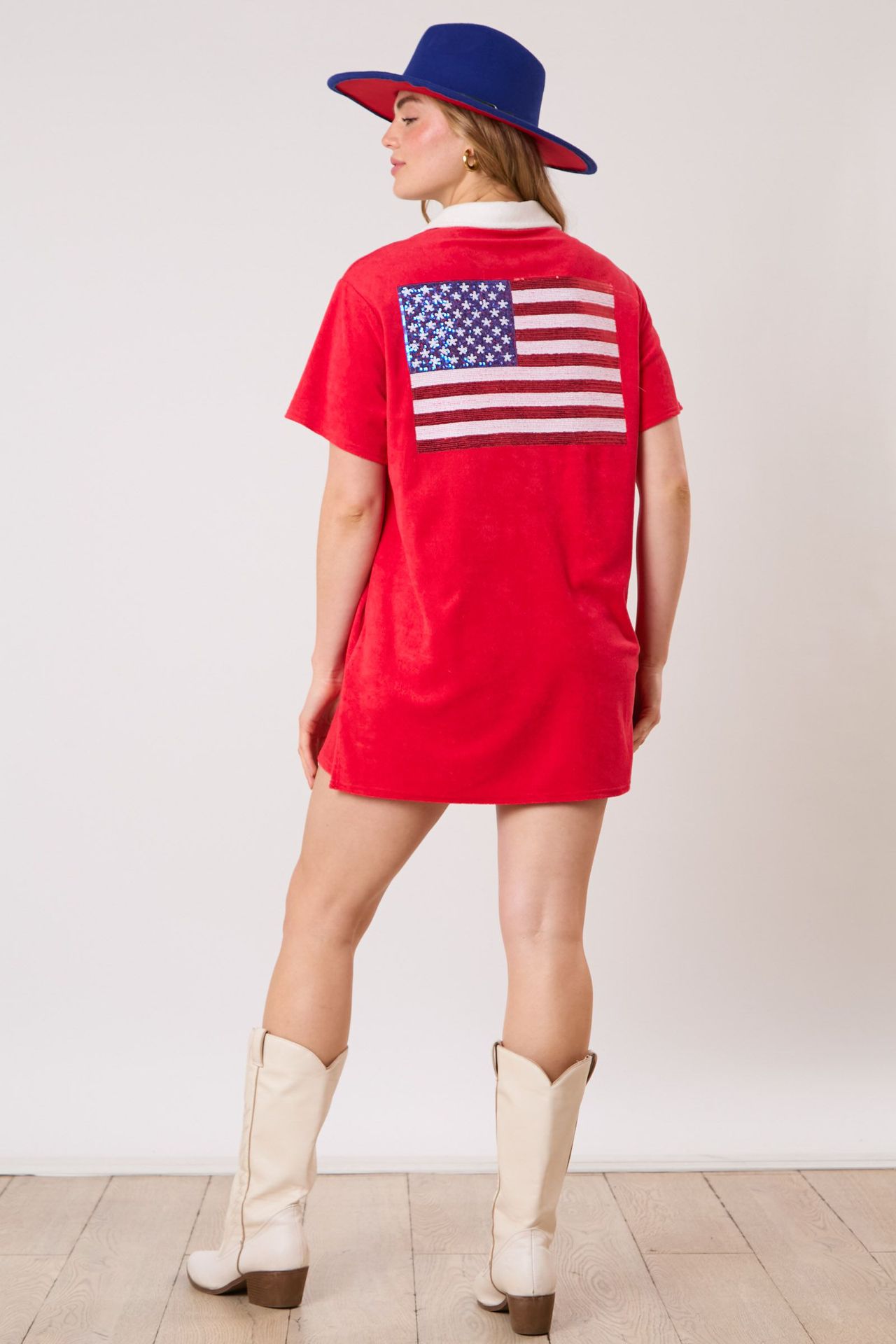 Frau Normales Kleid Einfacher Stil Ablehnen Drucken Kurzarm Einfarbig Amerikanische Flagge Über Dem Knie Täglich display picture 12