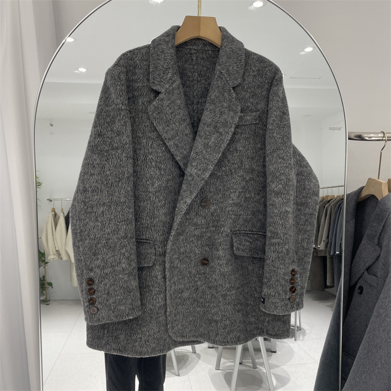 Double-Sided Wool Coat for Women, Elegant Korean Style, Chanel-Inspired Woolen Outerwear, New Autumn and Winter Blazer-Style Women's Winter Coat Double-Sided Wool Coat for Women, Elegant Korean Style, Chanel-Inspired Woolen Outerwear, New Autumn and Winter Blazer-Style Women's Winter Coat
