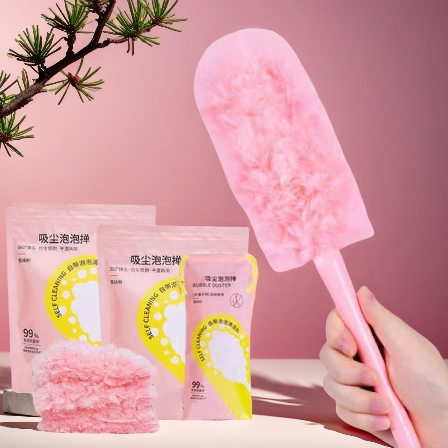 マジックバブルダスター、ポータブル静電気吸着除塵折りたたみ車掃除家庭用使い捨てアーティファクト、ほこりなし