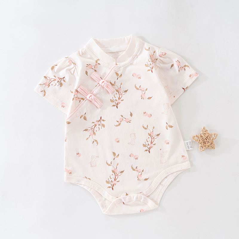 Uniforme de bebé de verano de manga corta de algodón de clase A, chaqueta de peldaño, ropa de escalada de bebé de clase A, algodón de verano vacío
