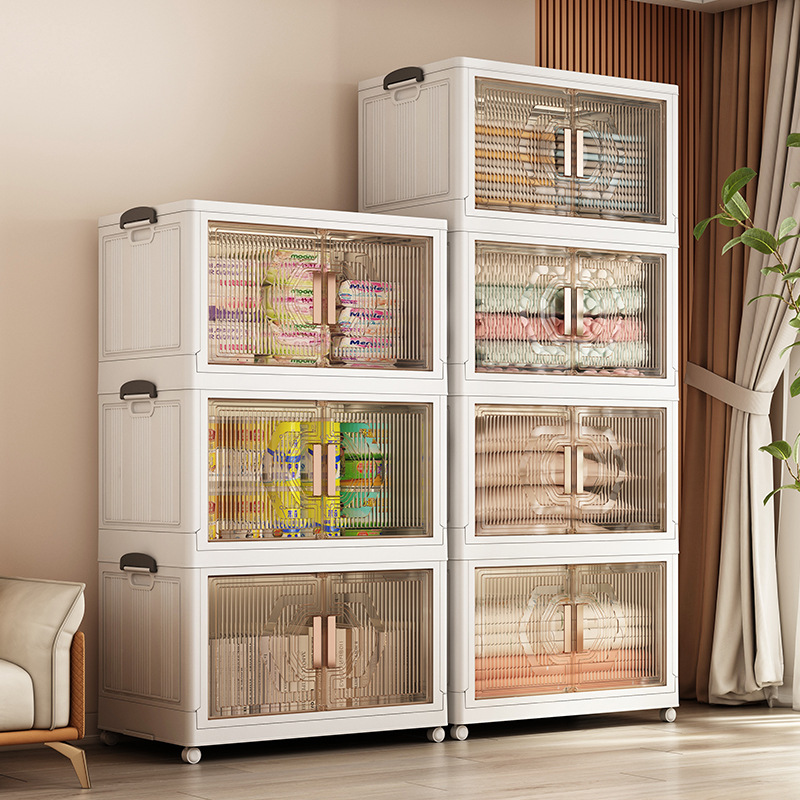 Household storage box, foldable wardrobe, clothing and bedding organizer, plastic storage cabinet, toy storage cabinet