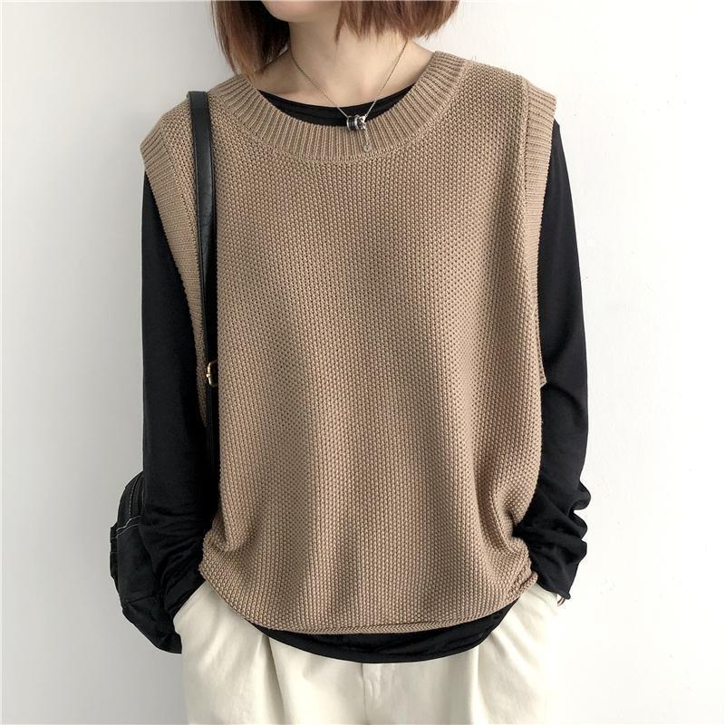 Round Neck Knitted Vest for Women 2026 Spring and Autumn New Style Artistic Loose Versatile Sweater Vest Outerwear Trendy Round Neck Knitted Vest for Women 2026 Spring and Autumn New Style Artistic Loose Versatile Sweater Vest Outerwear Trendy