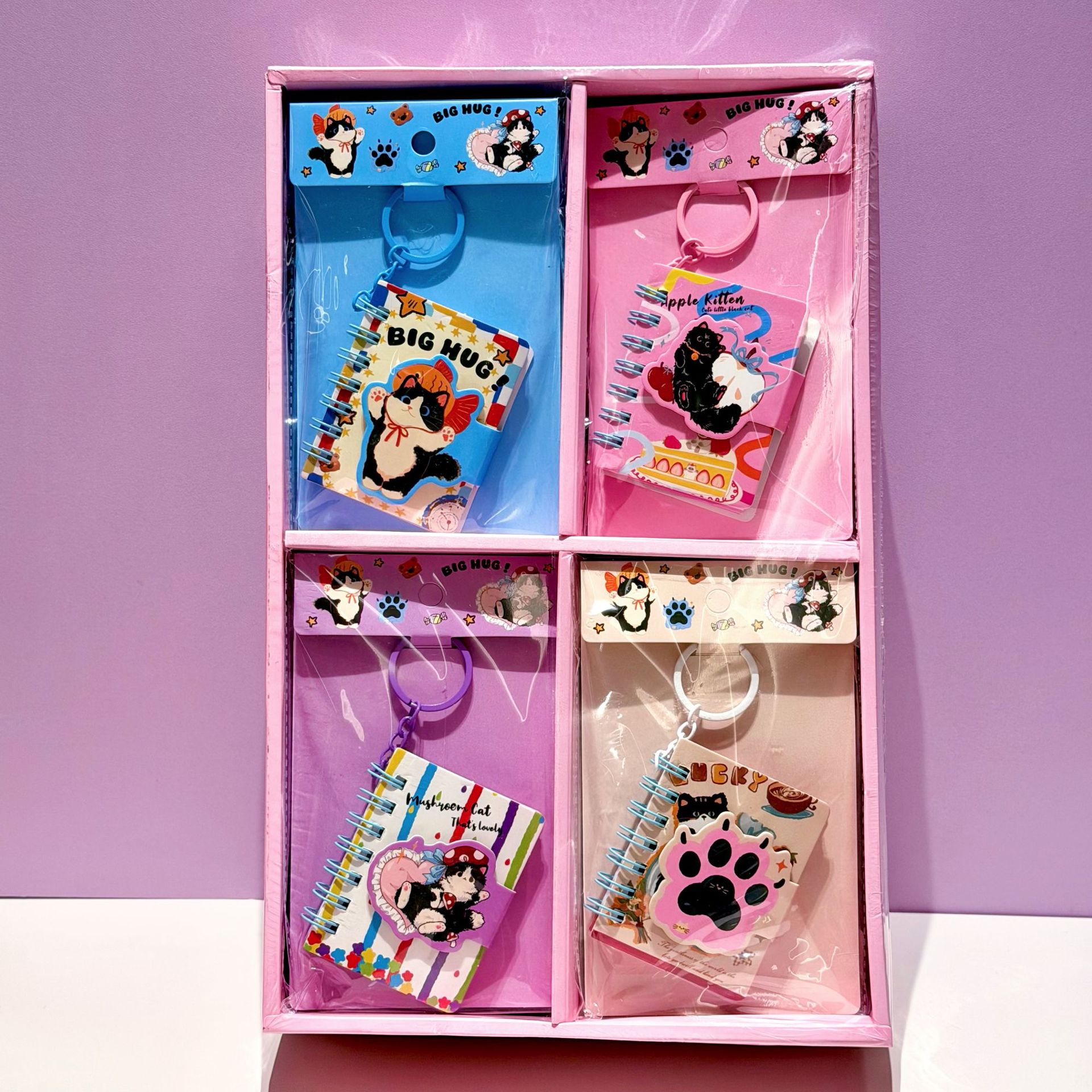 lindo gato negro colgante libro de bobina de alto valor de página de color llavero libro de estudiantes de papelería libro creativo