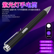 跨境新款多功能笔可充电紫外线验钞美甲固化猫廯检测紫光灯手电筒