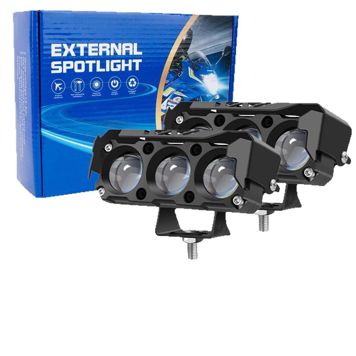 Transfronterizos para motocicletas eléctricas LED faro de pavimentación amarillo y blanco de doble color faro de luz alta y baja semialuminio image 6