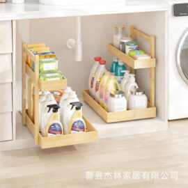 木质厨房调料架碗碟餐具收纳架宠物罐头整理架零食架化妆品储物架