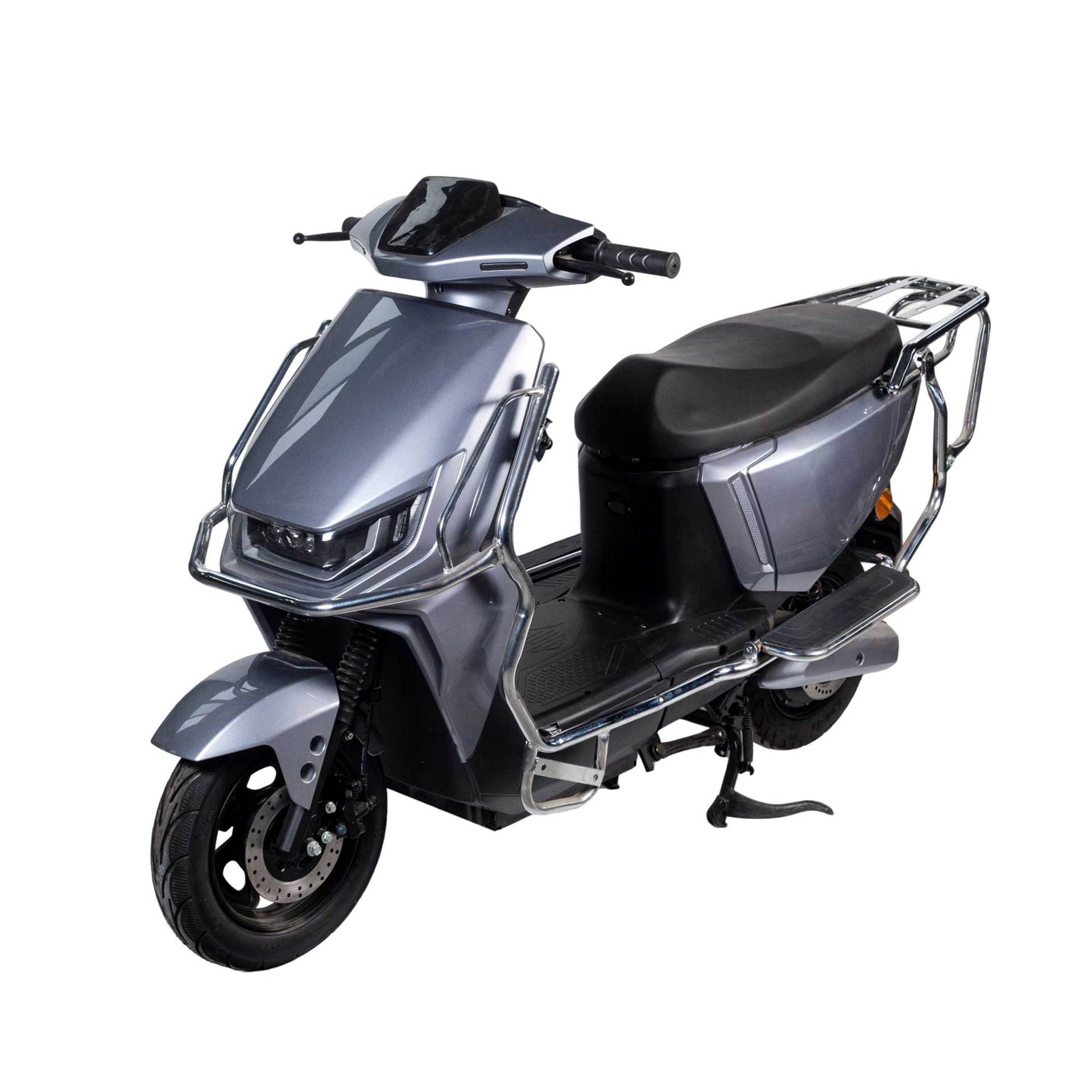 Vehículo eléctrico de alto soporte de carga con barra de protección anticolisión para adultos de bicicleta eléctrica de viento mecánico gris