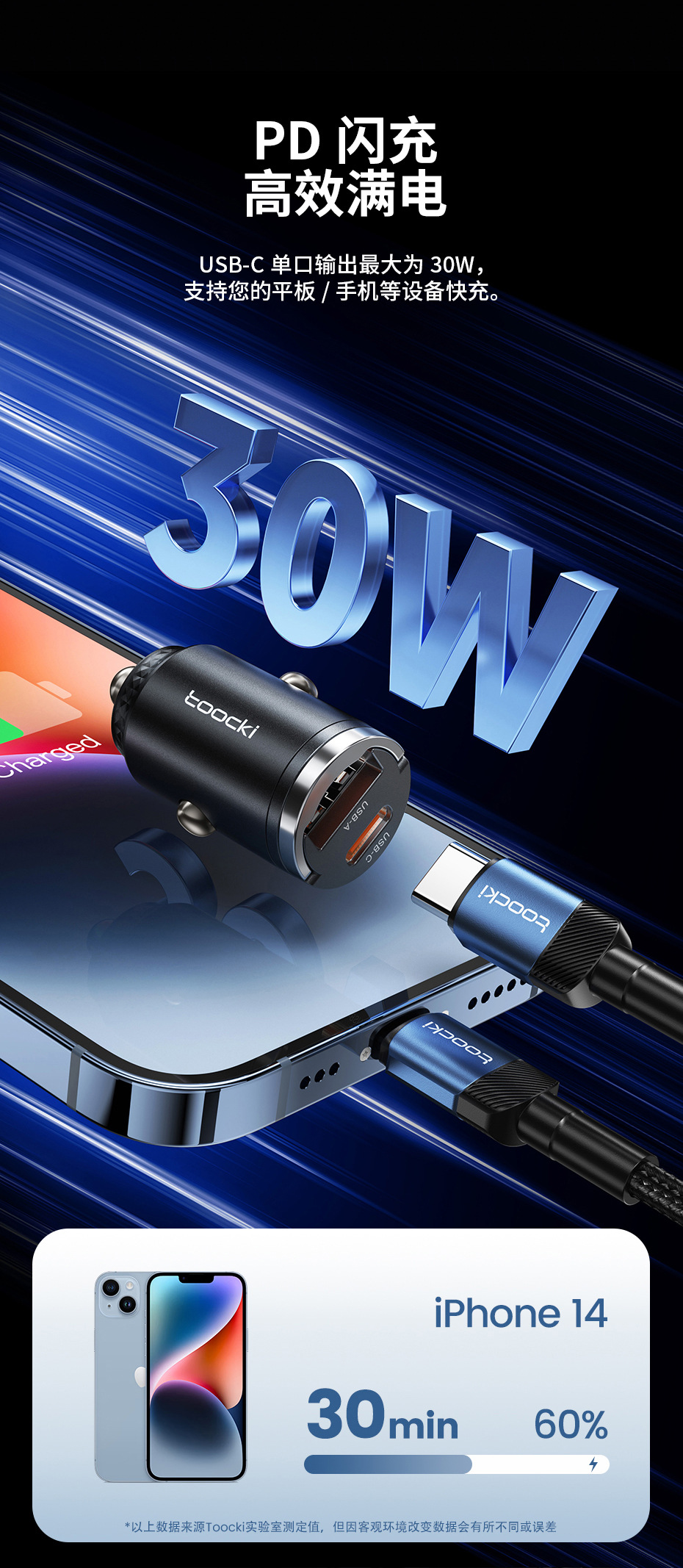 Toocki Linggla Ring Car Charging Series 45W Double C and Single C and 30W A C Car Mobile Phone Charging