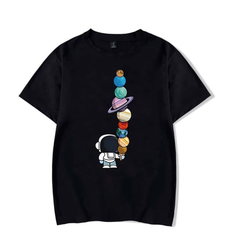 Astronaut Hand-held Planet Ice Cream Fun Print Men's Loose Clothing Cotton Summer Soft Hip-hop T-shirt Astronaut Hand-held Planet Ice Cream Fun Print Men's Loose Clothing Cotton Summer Soft Hip-hop T-shirt