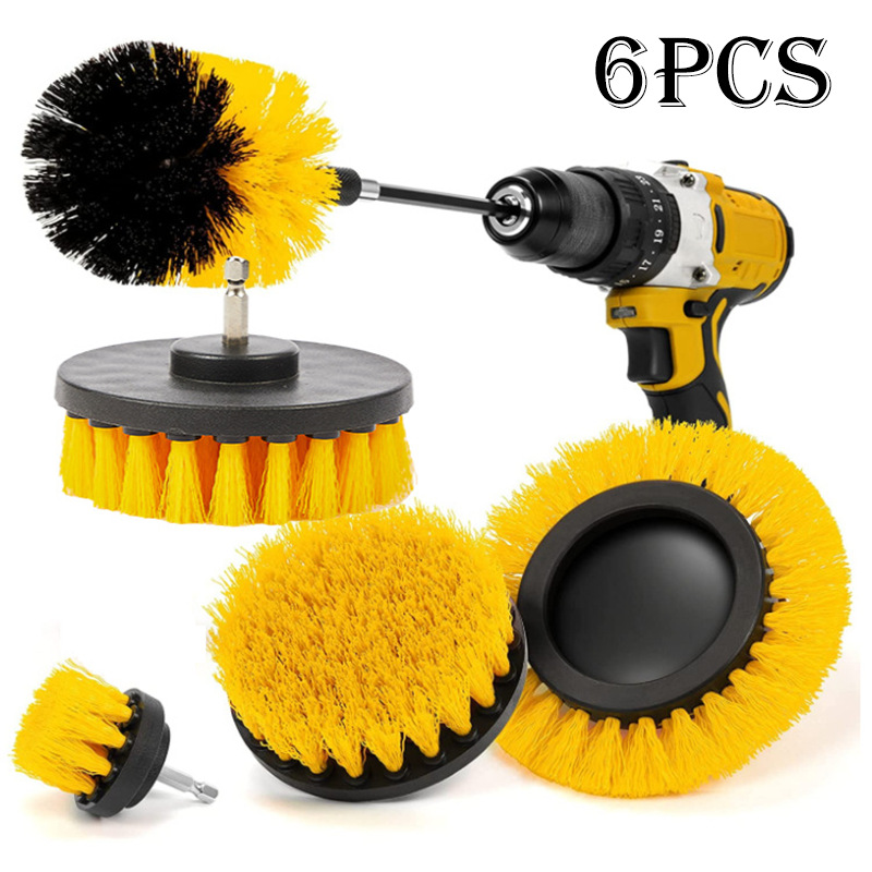 亚马逊爆款电钻刷汽车电动清洁刷6件套地板刷缝隙圆盘清洁刷套装