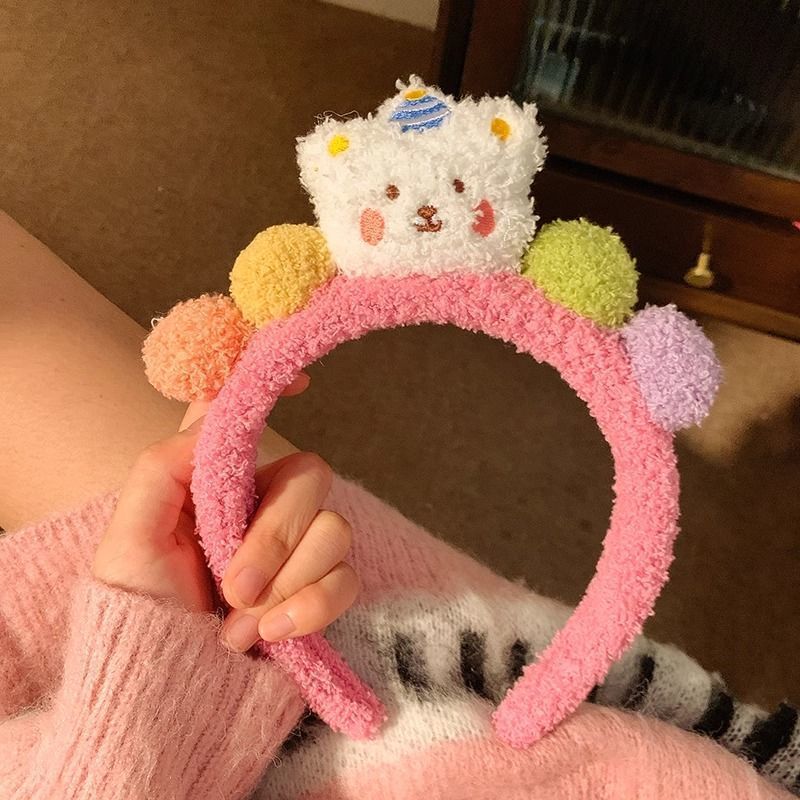 女の子の洗顔ヘッドバンド、かわいい漫画の猫のヘッドバンド、クマのイチゴの洗顔ヘアアクセサリー、メーカー在庫卸売|undefined