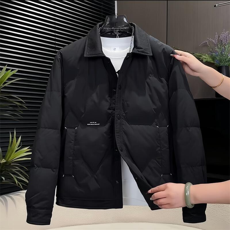 (New National Standard 50% Down) Japanese Style Mature Lapel Shirt Down Jacket for Men