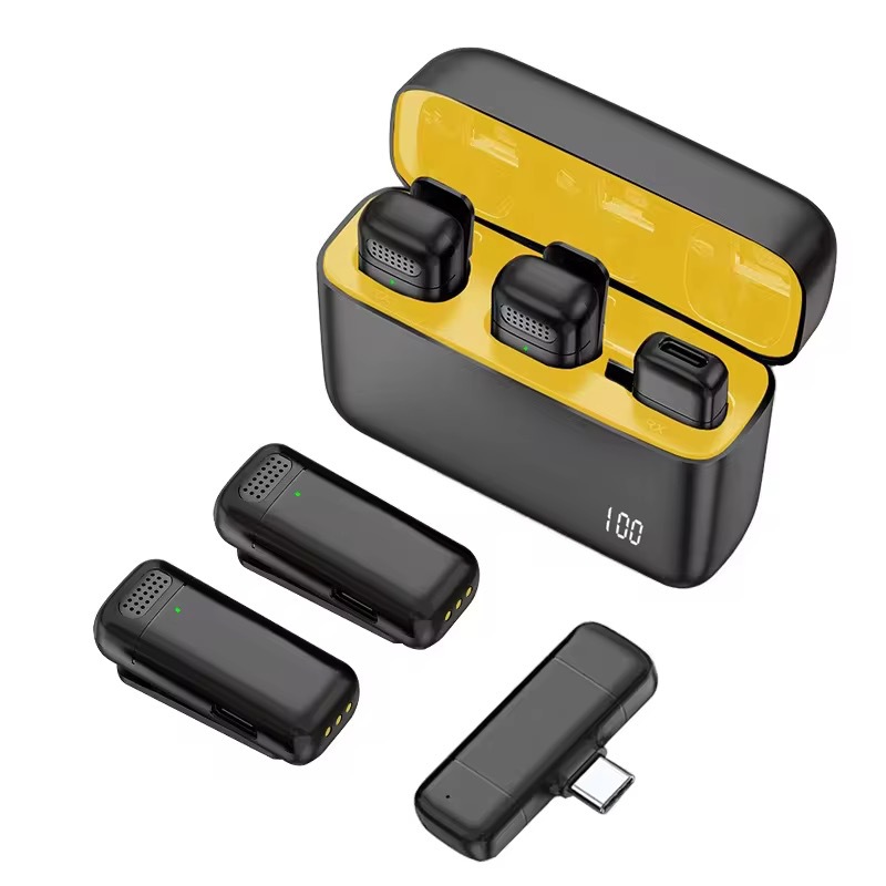 K6 inalámbrico collar clip de micrófono con almacén de carga pantalla digital núcleo amarillo uno para dos MICRÓFONO INALÁMBRICO grabación transfronteriza caliente