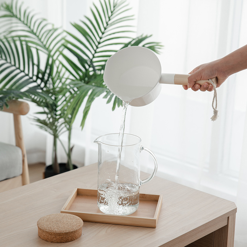 Japanese-Style Wooden Handle Water Ladle, Thickened Kitchen Water Scoop, Creative Plastic Water Ladle for Home Use, Suitable for Children, Babies, and Infants for Bathing Japanese-Style Wooden Handle Water Ladle, Thickened Kitchen Water Scoop, Creative Plastic Water Ladle for Home Use, Suitable for Children, Babies, and Infants for Bathing