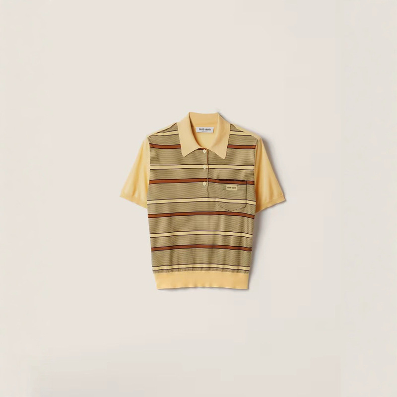 Nanyou High-Quality 25 New Fashion Letter Intarsia Logo Stripesd Knitted Short-Sleeved Lapel Wool Polo Shirt for Women Nanyou High-Quality 25 New Fashion Letter Intarsia Logo Stripesd Knitted Short-Sleeved Lapel Wool Polo Shirt for Women