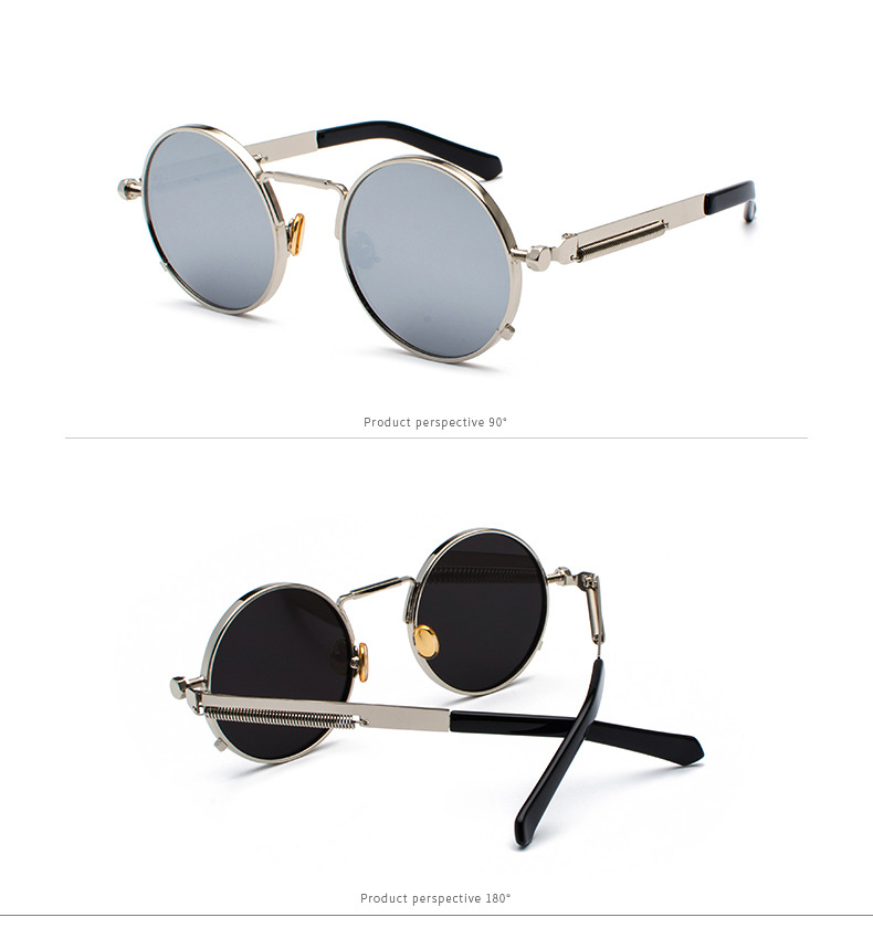 35g Weight Full Frame Glasses Structure Sunglasses Classification Ac, UV400 Protection Lens Material Round Frame Glasses Style Party, Street Occasion Solid Color Pattern All Seasons Season Men's Gender Punk, Streetwear Style Punk Streetwear Solid Color Ac UV400 Protection Round Frame Full Frame Women's Sunglasses 10