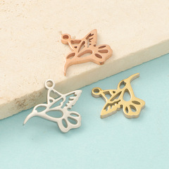 Bestselling Hollow Bird Double-Sided Mirror Polished Stainless Steel Animal Bird Hummingbird Pendant DIY Accessory