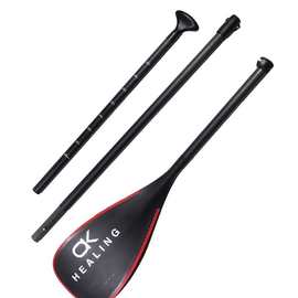 三节冲浪船桨，可调节长度超轻全玻纤黑色船桨