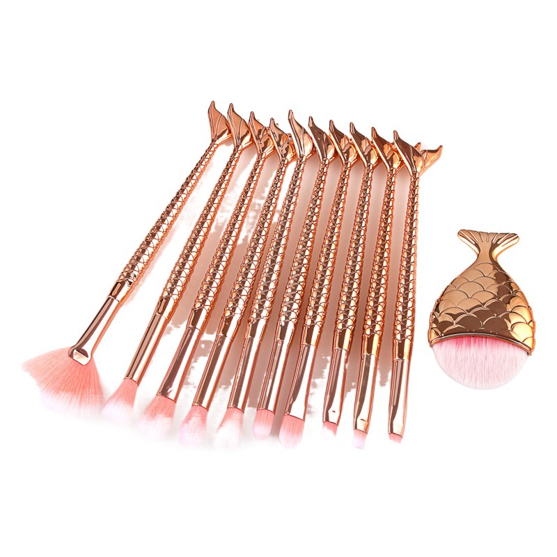 6 pinceles de maquillaje de sirena, 10 pinceles de maquillaje de sirena, pinceles de maquillaje de pescado pequeño, pinceles de sombra de ojos, herramientas de belleza