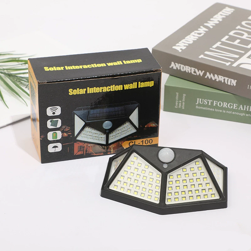 Солнечная сенсорная лампа, настенный светильник с датчиком человеческого тела, четырехсторонняя светоизлучающая лампа для ландшафтного двора