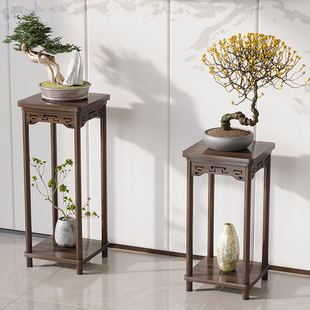 Flower Rack Storage Rack Balcony Solid Wood Multi-Layer Floor-Standing Home Living Room Chinese Flower Table Succulent Pothos Flower Pot Shelf