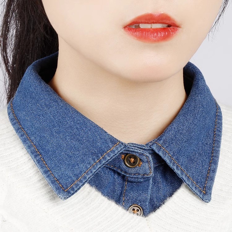 Kerah runcing Denim gelap (Katun)