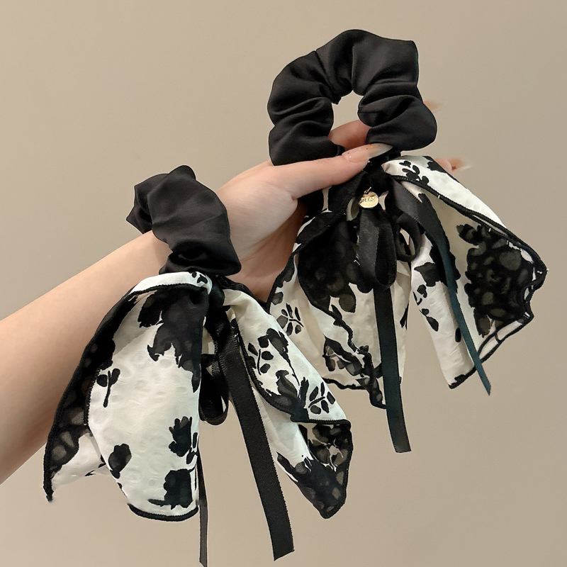 El estilo francés de alto nivel arco de cabello de la cuerda de cabello del intestino grueso temperamento de cola de caballo de verano tinta flotante cuerda de cabeza fría