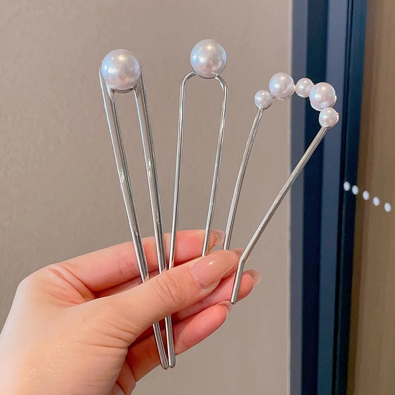 Horquilla de cabello en forma de U de perla de alta calidad horquilla de cabello en la parte posterior de la cabeza femenina horquilla de aleación tocado nuevo peine de horquilla chino