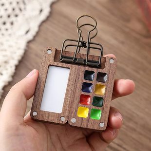 Walnut Palette mini Convenient mini Paint Can Be Used by Art Students with Removable Foldableing Creative Gouache for Travel