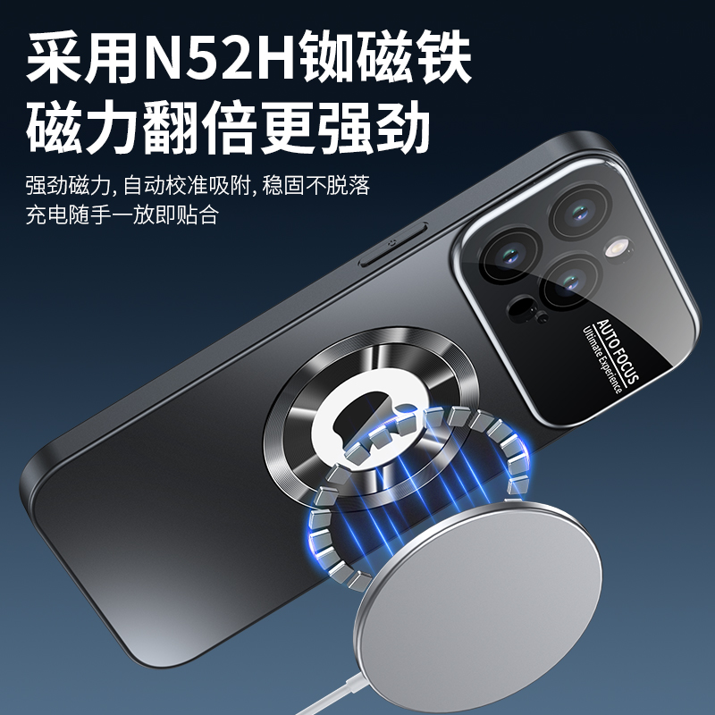 Aplicable a Apple 17 proMax caso de teléfono celular ventana de fuga de marca de absorción magnética esmerilado anti-caída iPhone 15 funda 14