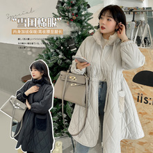 W523洋气大码女装韩版棉服女胖mm遮肉保暖外套中长款棉衣一件代发