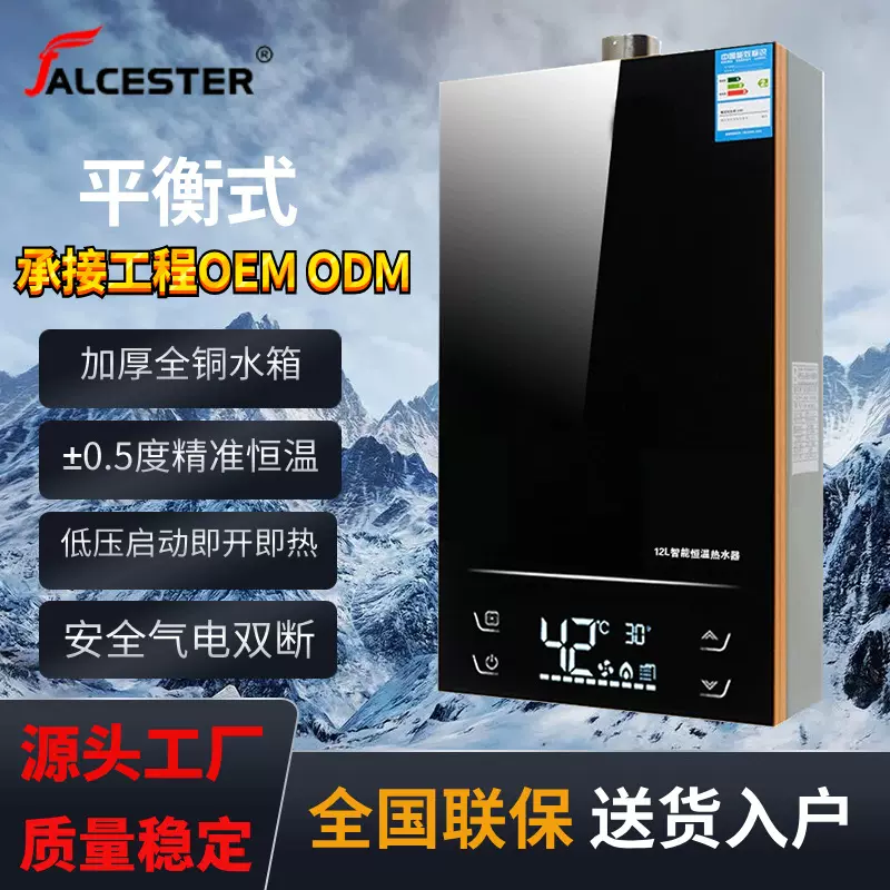 厂家直销批发家用立式强排平衡式智能恒温燃气热水器天然气液化气