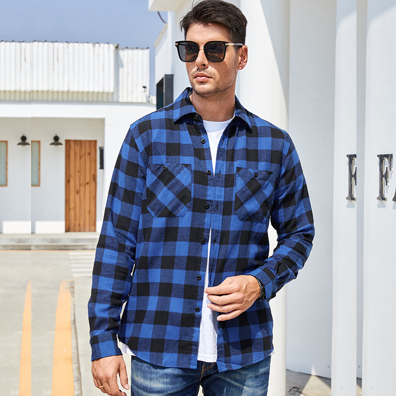 Autumn and winter flannel plaid size, men's shirt, inch shirt_voghion.com