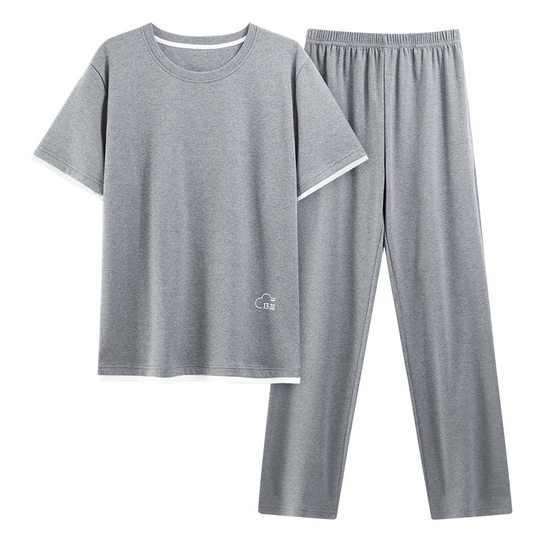 2025 New Arrival Pajamas Men's Summer Pure Cotton Short-sleeved Trousers Thin Casual Outwear Home Clothes Pure Cotton suit