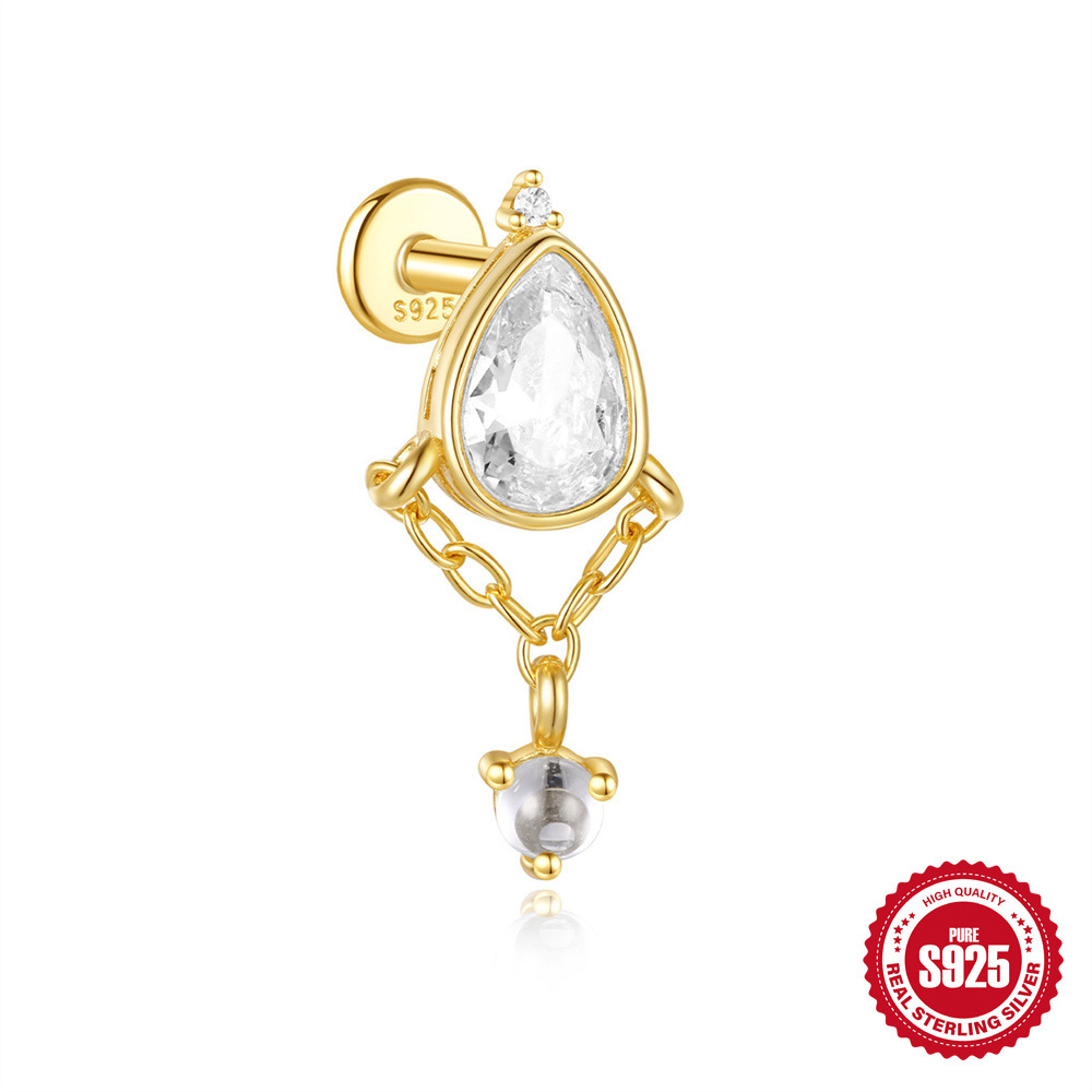 Tendencia de moda S925 plata de ley todos los días con flecos cuadrados, ocho estrellas con incrustaciones de diamantes, pendientes de todo fósforo