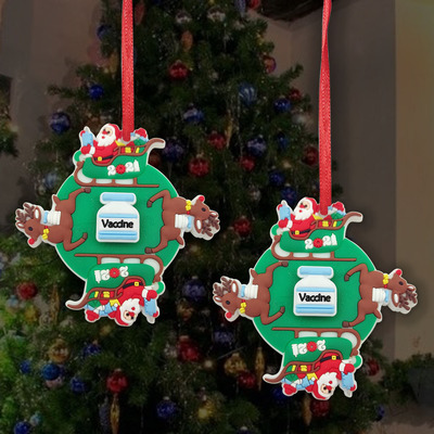 2021 Christmas Pendants Elk Sleigh the elderly Vaccine Virus Fingertip gyroscope Christmas Hanging Dual use Pendant