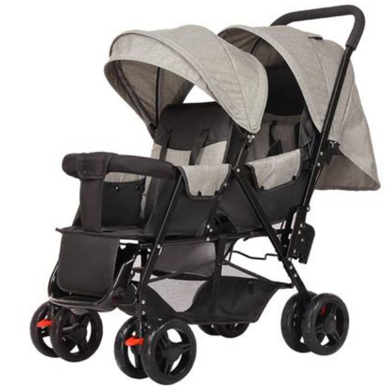 Twin Baby Stroller with Front and Rear Seats, Lightweight Folding Double Stroller That Can Sit and Lie Down, Second Child Size Baby Stroller