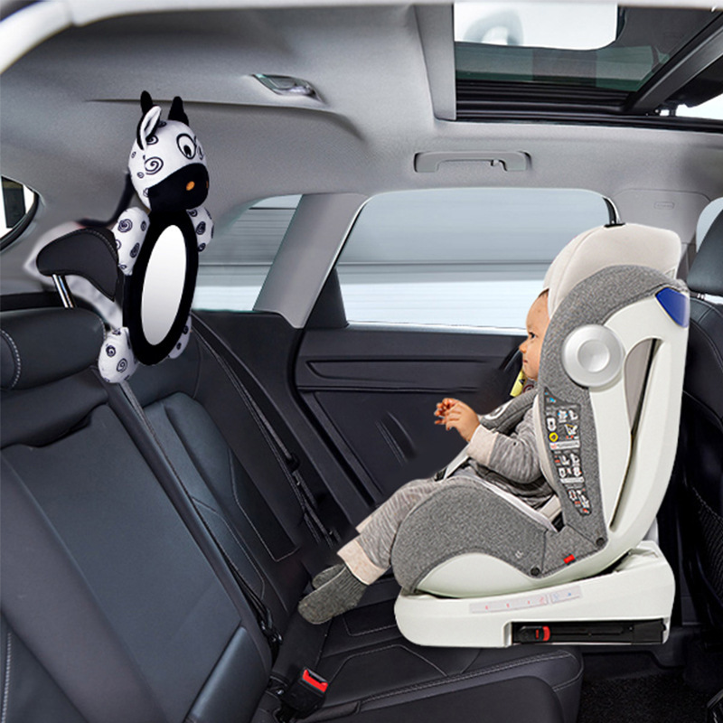 Serie en blanco y negro asiento de seguridad para niños espejo de observación de bebé reverso reflector de bebé espejo retrovisor de coche juguete