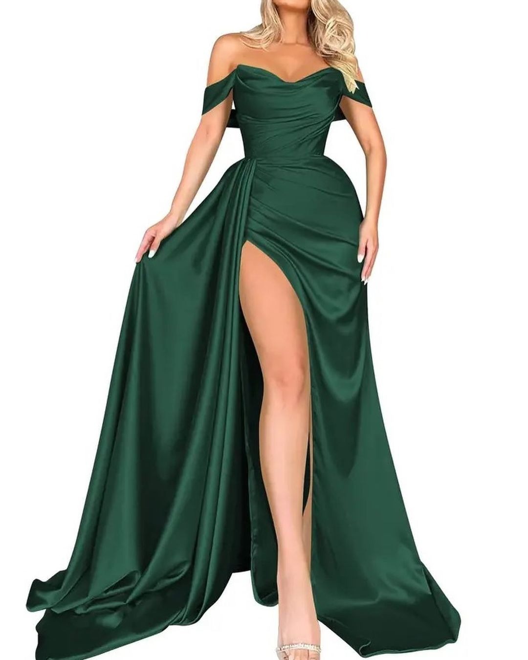 Vestido de Noche Elegante para Fiesta, Diseño Sexy con Abertura Alta, Un Hombro Descubierto, Estilo Delgado, para Eventos Internacionales y Comercio Exterior, Venta Directa 2025