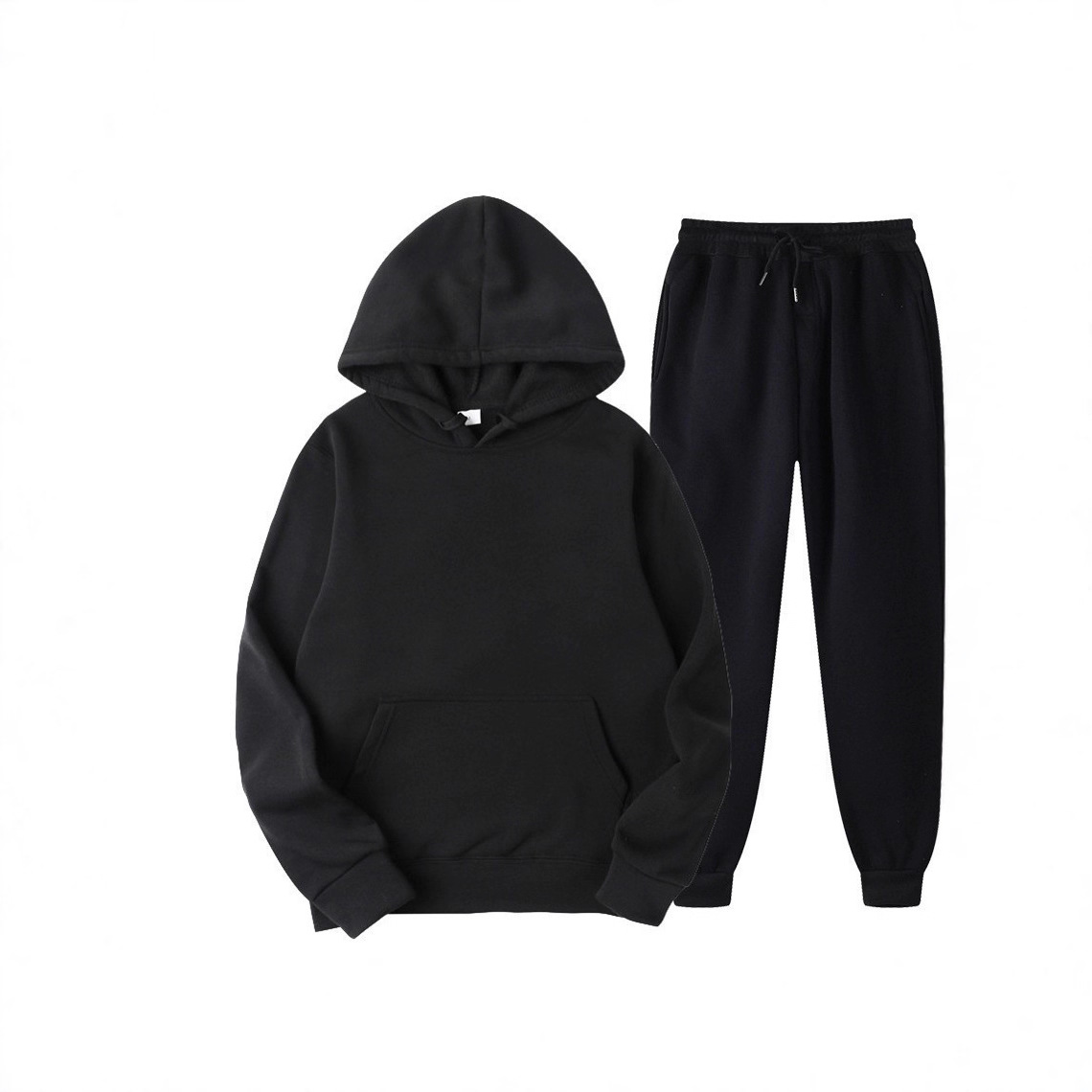 加工定制外贸跨境男士春秋纯色套装连帽卫衣套装潮流休闲运动套装