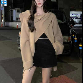 复古日系斗篷披肩毛衣外套女秋冬宽松气质上衣小个子慵懒风针织衫