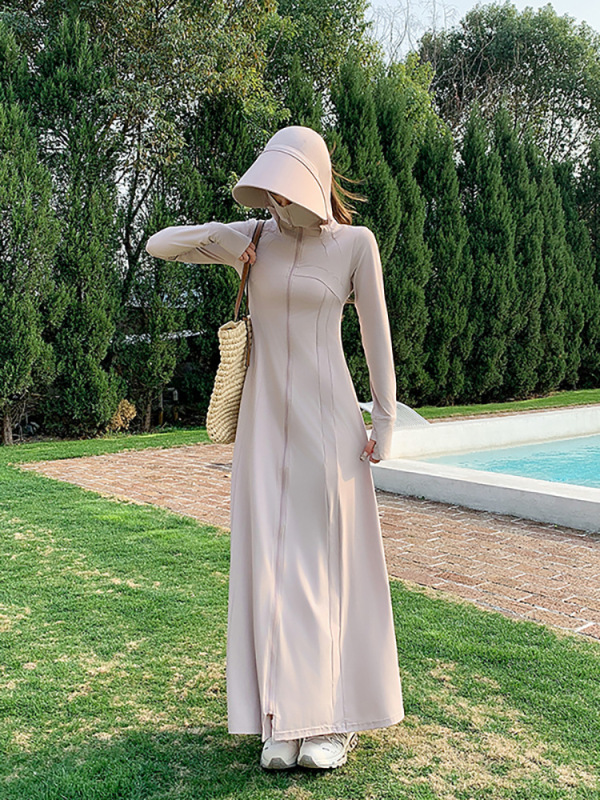 Moxun ロマンチックな 2025 夏の新ロング全身日焼け防止服女性のアイスシルクドレス抗 UV 日焼け防止服|undefined