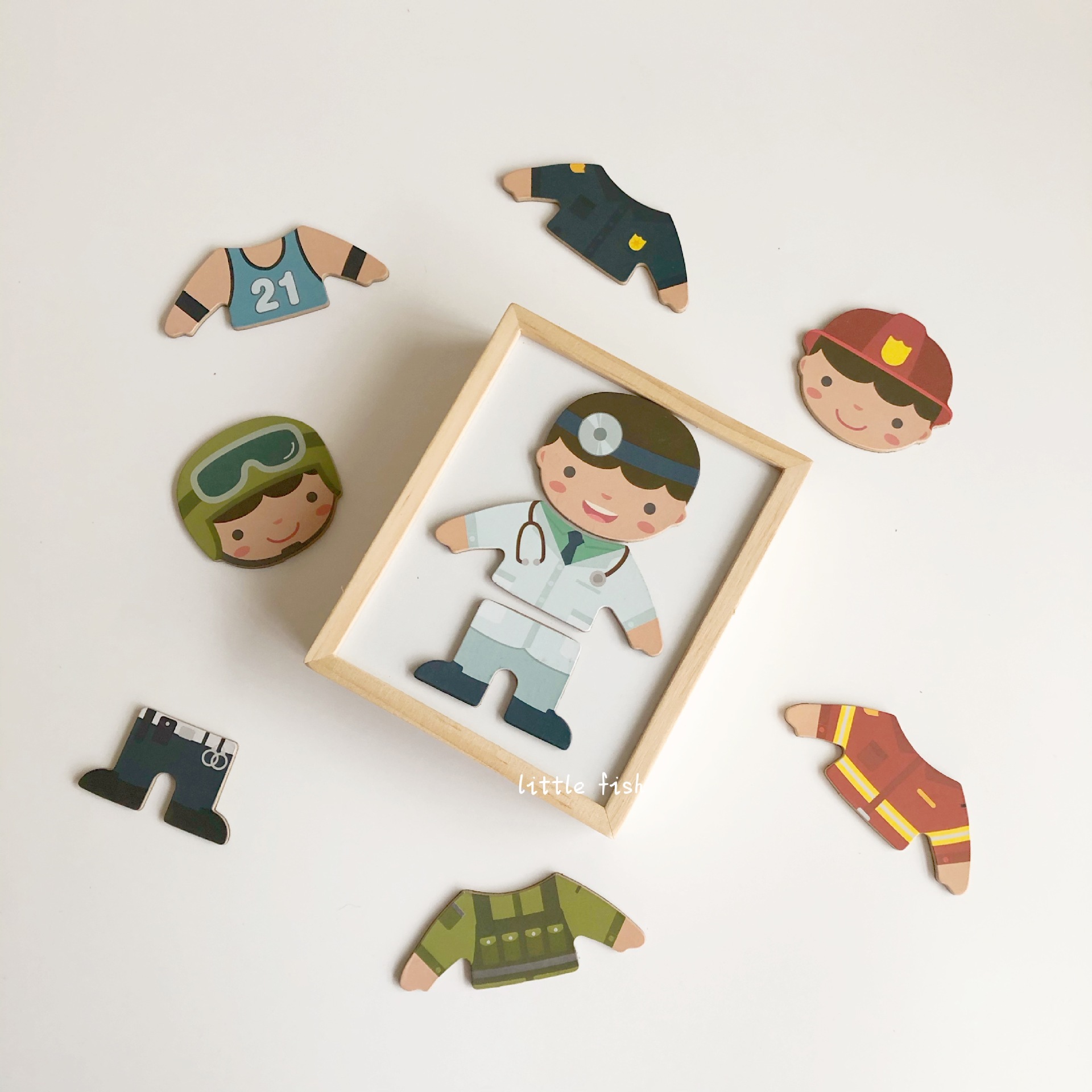 Bear Dressing Game Children's Professional Dressing Wooden Early Education Hand-Dressing Magnetic Matching Puzzle Toy